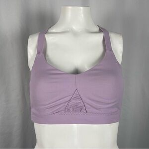 Athleta Chakra 7/8 Sports Bra Medium Purple Scalloped Straps Removable Pads